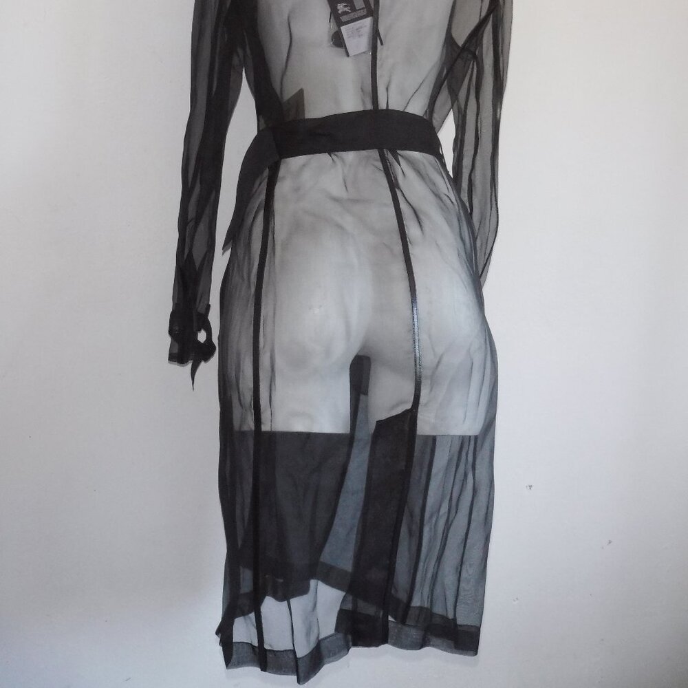 NWT BURBERRY BLACK SILK SHEER TRENCH COAT - Picture 7 of 15